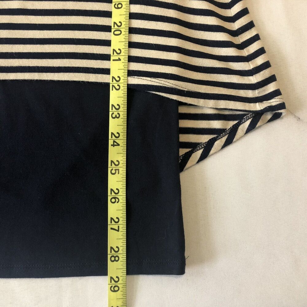 White House Black Market Top Women XS Blue Beige Stripe Layered Tunic Stretch - Picture 6 of 12